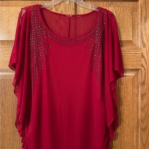 Elegant Red Embellished Women's Top